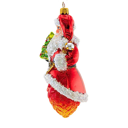 Decorative Christmas ornament shaped like a heart with Santa Claus design on a white background