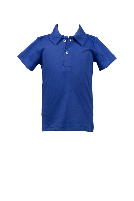 Blue polo shirt on a white background