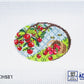 Cross-stitched design with cherries, a basket, and bees on a white background with 'KCN Designs' branding.