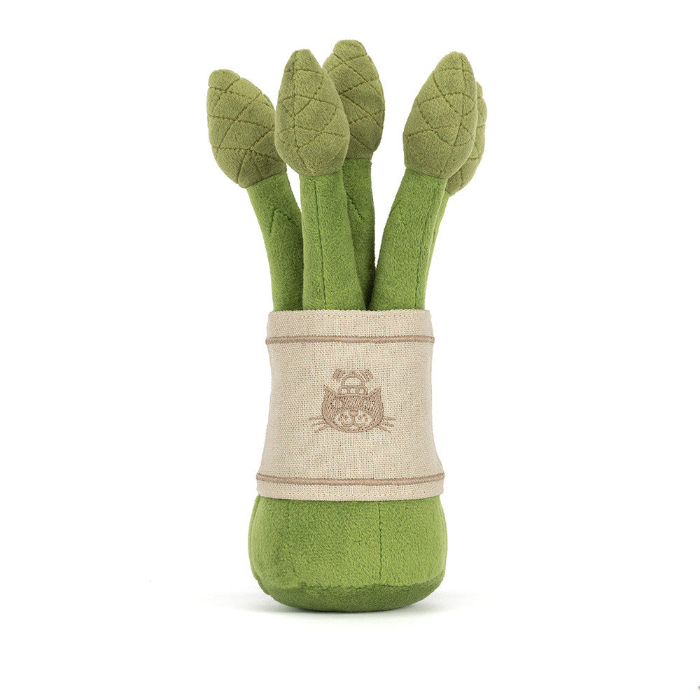 Plush toy asparagus with a white background