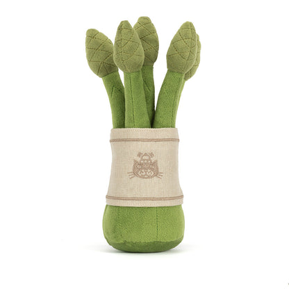 Plush toy asparagus with a white background