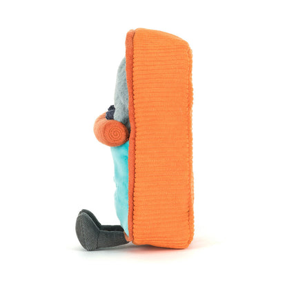 Toy with orange and gray body on a white background