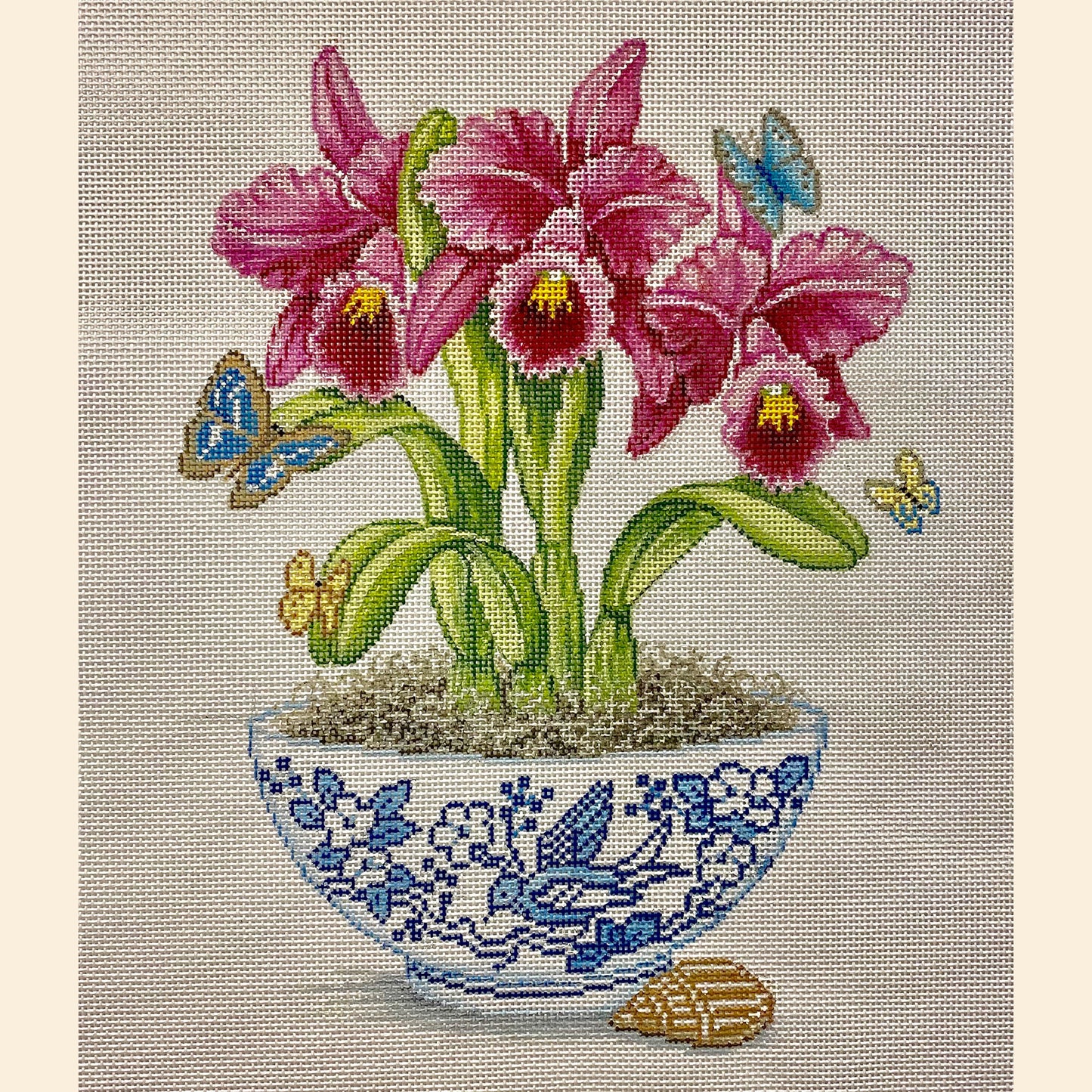 Fuchsia Orchids in Vase Canvas