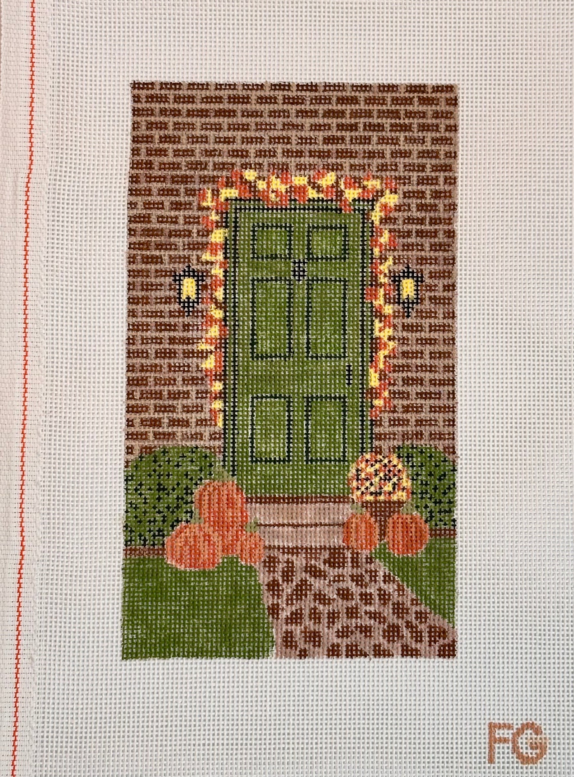 Autumnal front door needlepoint canvas