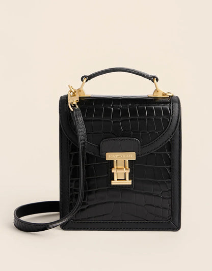 Siren Case Leather Crossbody Black Croc