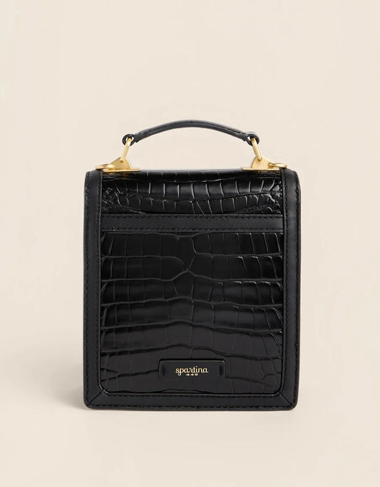 Siren Case Leather Crossbody Black Croc