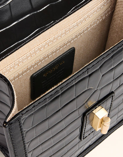 Siren Case Leather Crossbody Black Croc