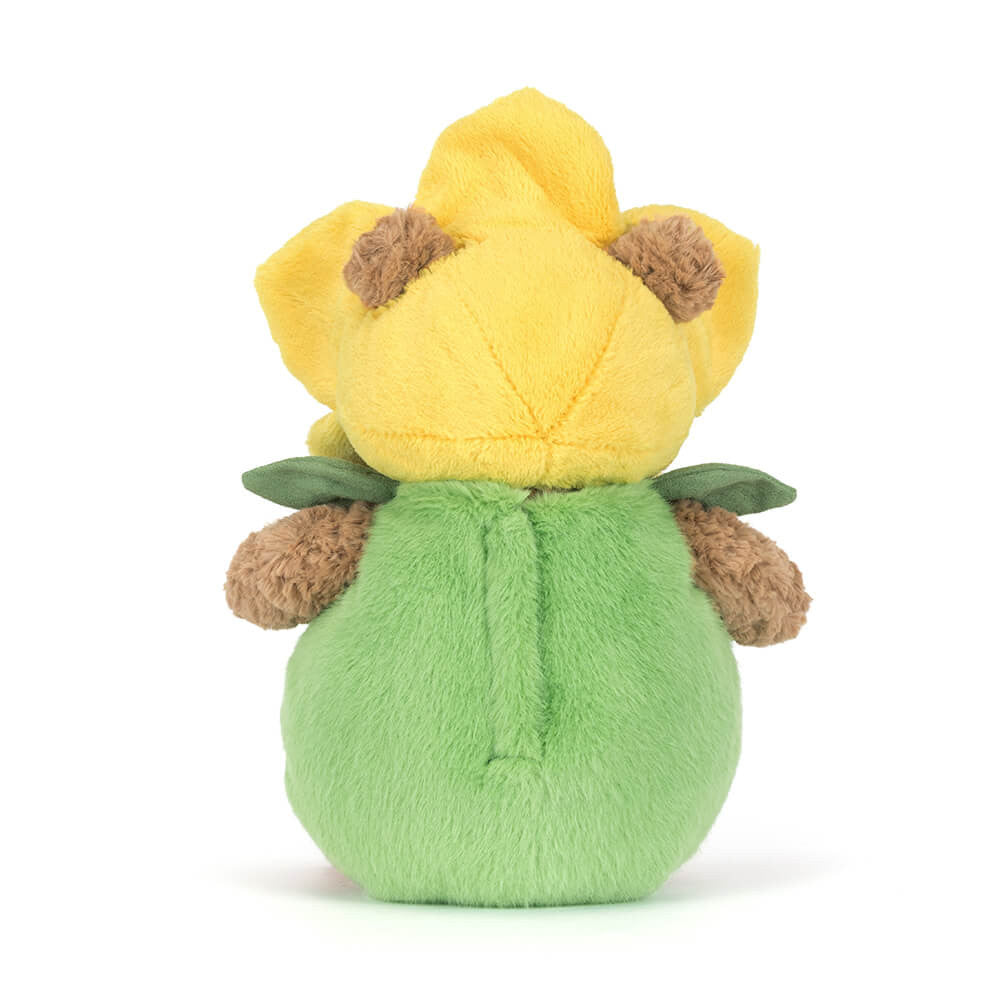 Plush toy shaped like a sunflower on a white background