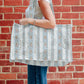 Bella Stripe Blue Quilted Tote Bag