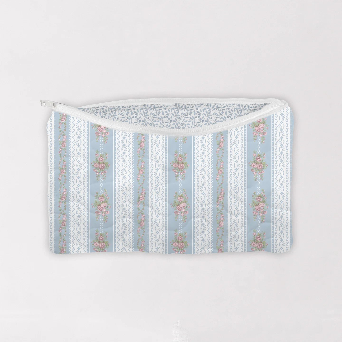 Bella Stripe Blue Quilted Makeup Bag