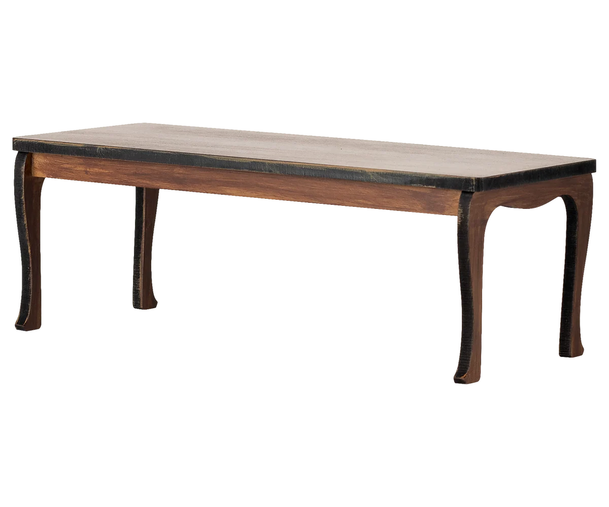 Wooden dining table with a white background