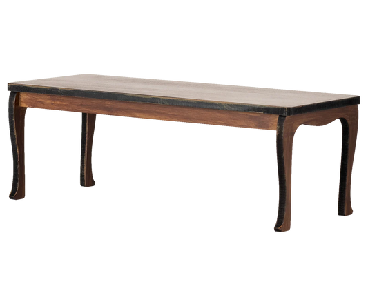 Wooden dining table with a white background