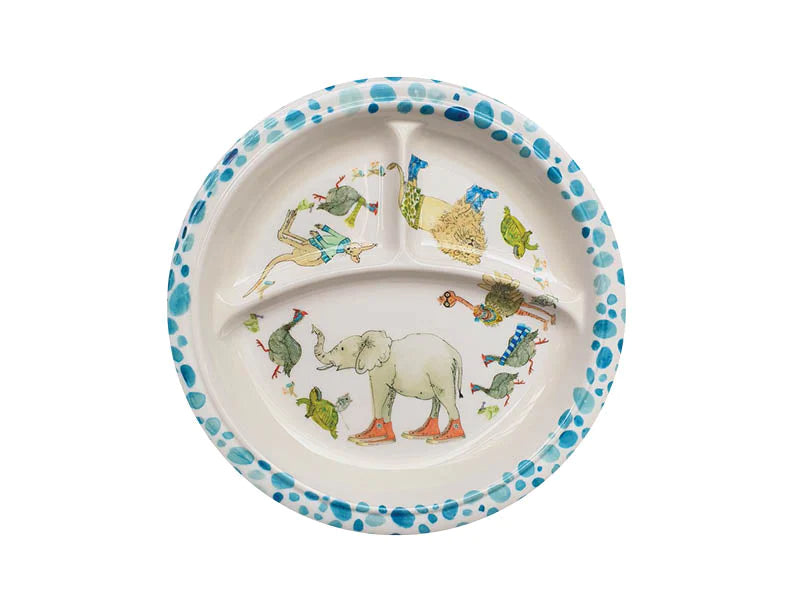 Relish Today's Everyday Divided Baby Plate Animal Friends blue for baby and kids