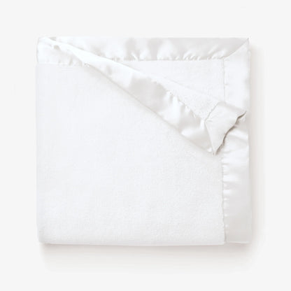 White Satin Trim Baby Stroller Blanket
