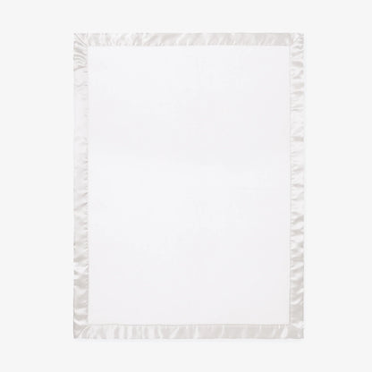 White Satin Trim Baby Stroller Blanket