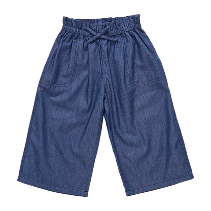 Blue denim pants on a white background