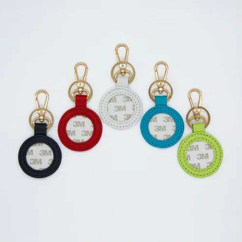 5 colored needlepoint leather key fobs