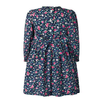 Floral dress with a tie waist on a white background