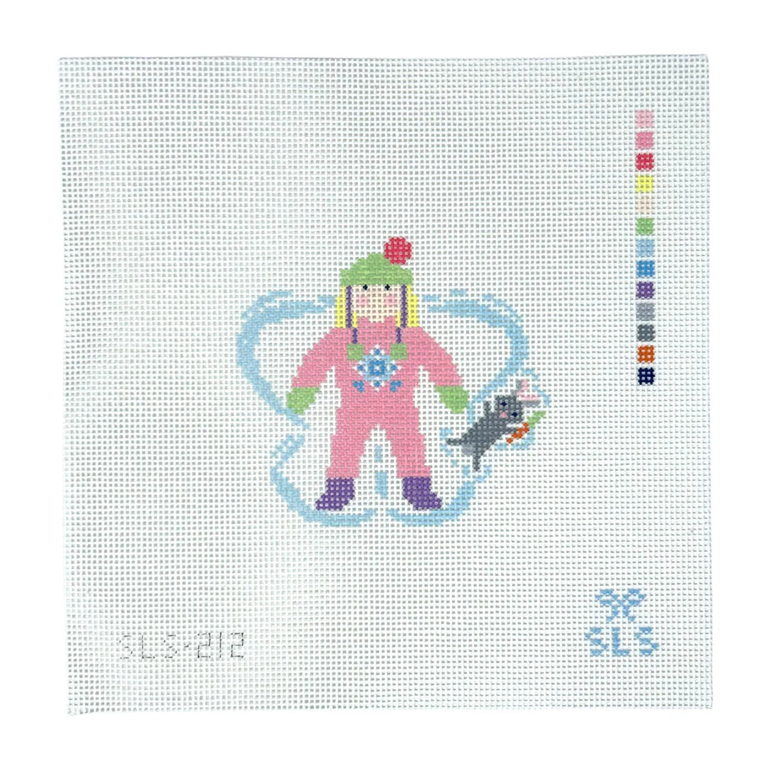 Snow Angel Girl with Bunny