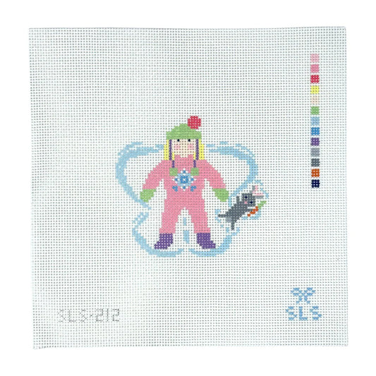 Snow Angel Girl with Bunny