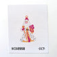 Cross-stitched design of a Santa Claus figure on a white background