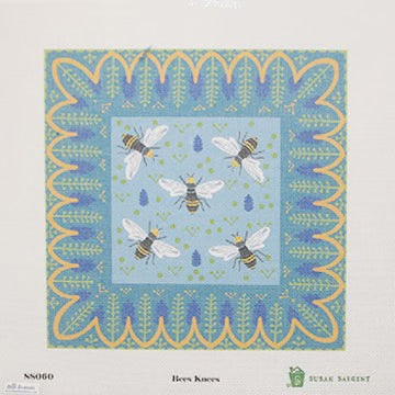 Decorative square with bee pattern on a blue background
