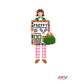 Pixel art character holding a 'Preppy' sign with various items on a white background