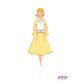 Pixel art character of a girl in a yellow dress on a white background