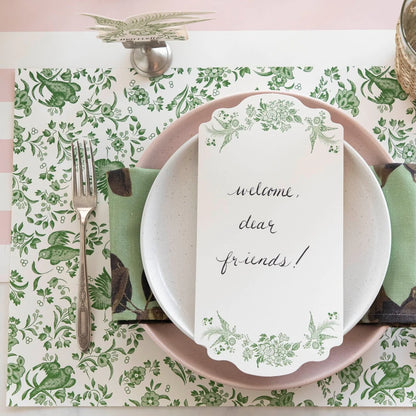 Green Regal Peacock Paper Placemats 