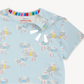 Children's hoodie with seagull pattern on a light blue background