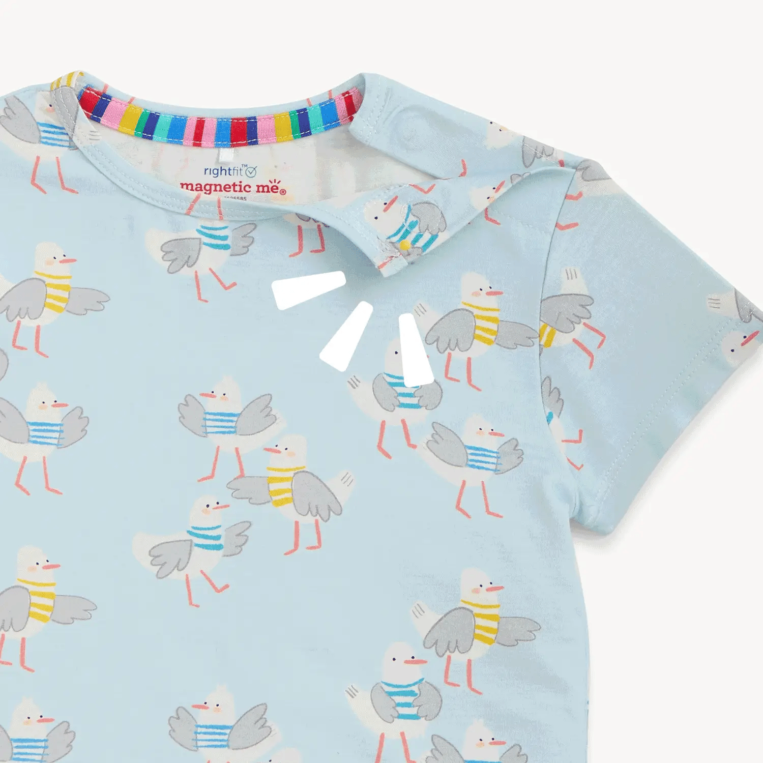 Children's hoodie with seagull pattern on a light blue background