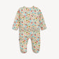 Floral patterned baby onesie on a white background