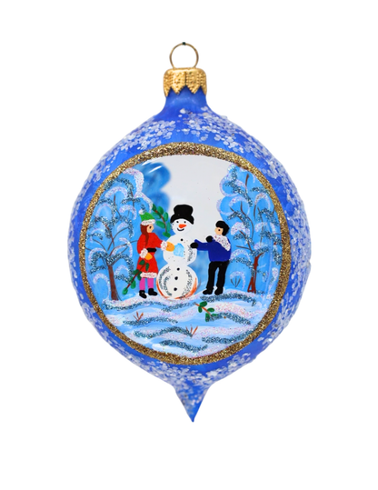 blue glass vintage drop christmas ornament 