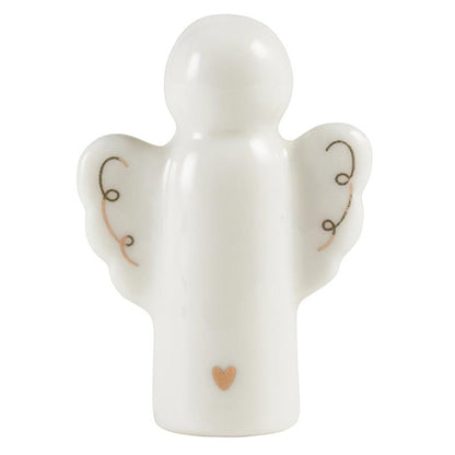 Ceramic Figurine Pine Wood Box - Angel