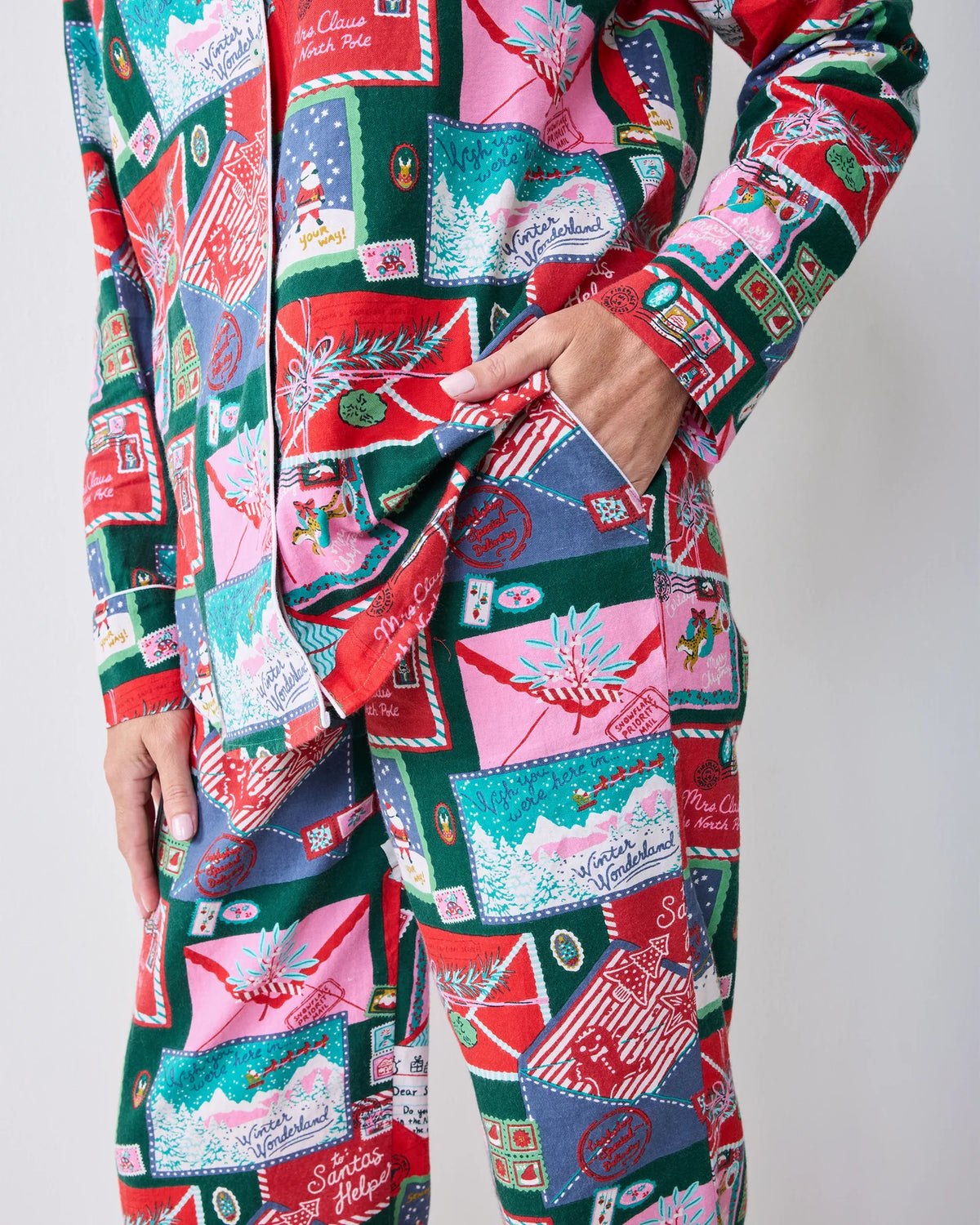 Letters to Santa Trimmed Tree Long PJ Set
