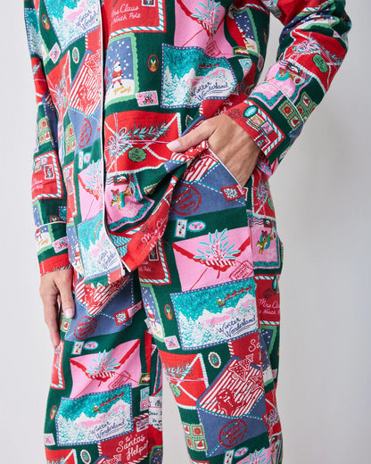 Letters to Santa Trimmed Tree Long PJ Set