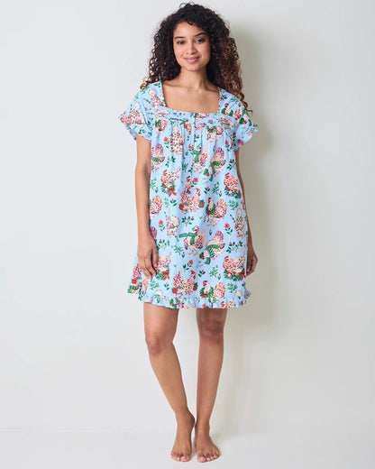Holiday Hens Pale Blue Pintuck Nightgown