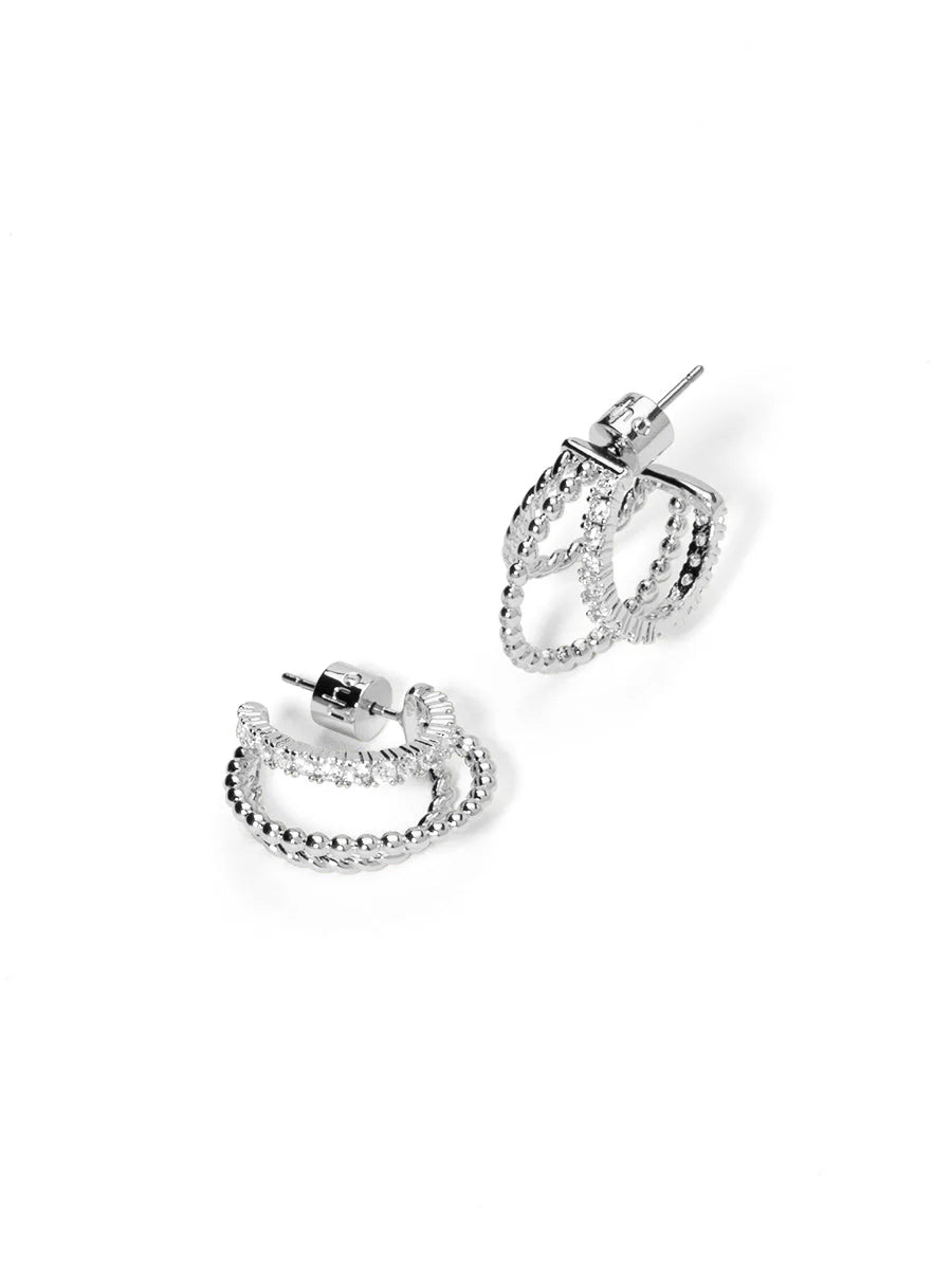 Triple Hoop Pave Hugging Earring