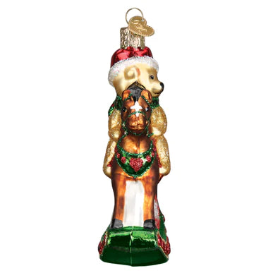 Old World Christmas Rocking Horse Teddy Baby's First Christmas glass ornament 