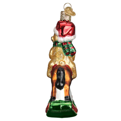 Old World Christmas Rocking Horse Teddy Baby's First Christmas glass ornament 