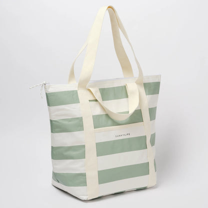 Light Cooler Drinks Bag La Palma Sage Stripe