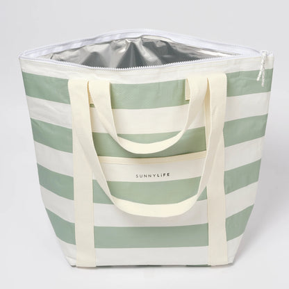 Light Cooler Drinks Bag La Palma Sage Stripe