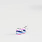 Striped coin purse on a light gray background