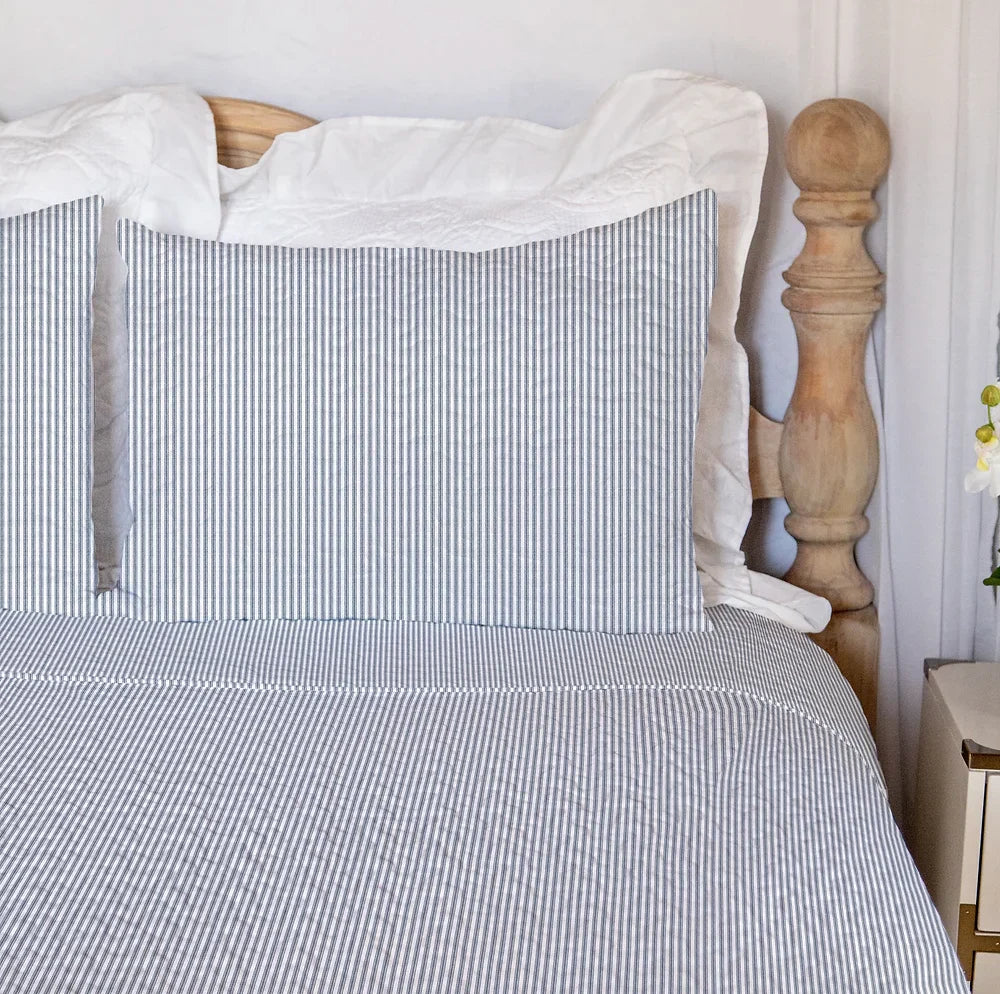 Navy Ticking Twin Quilt