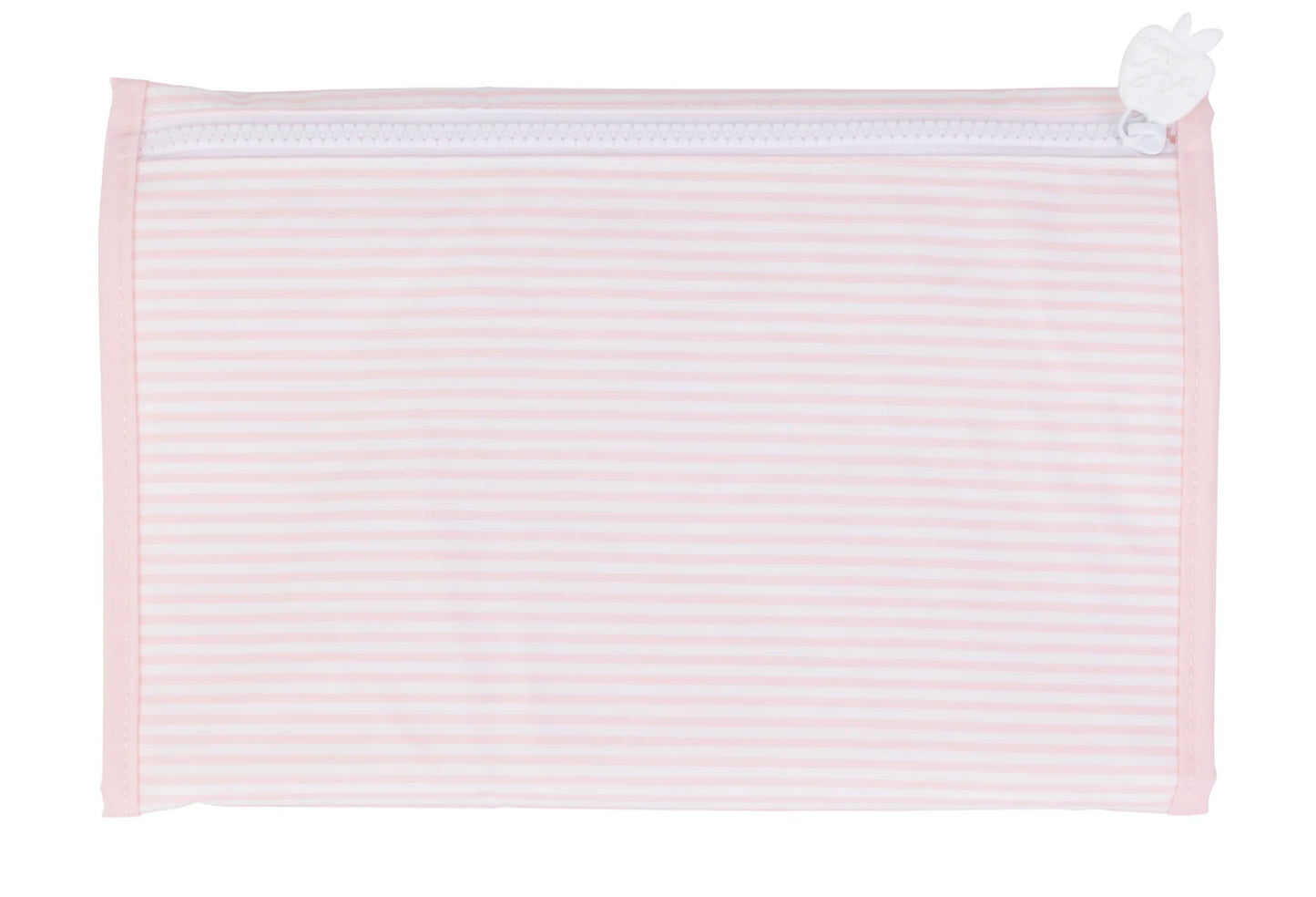 Pink stripe changing pad on a white background