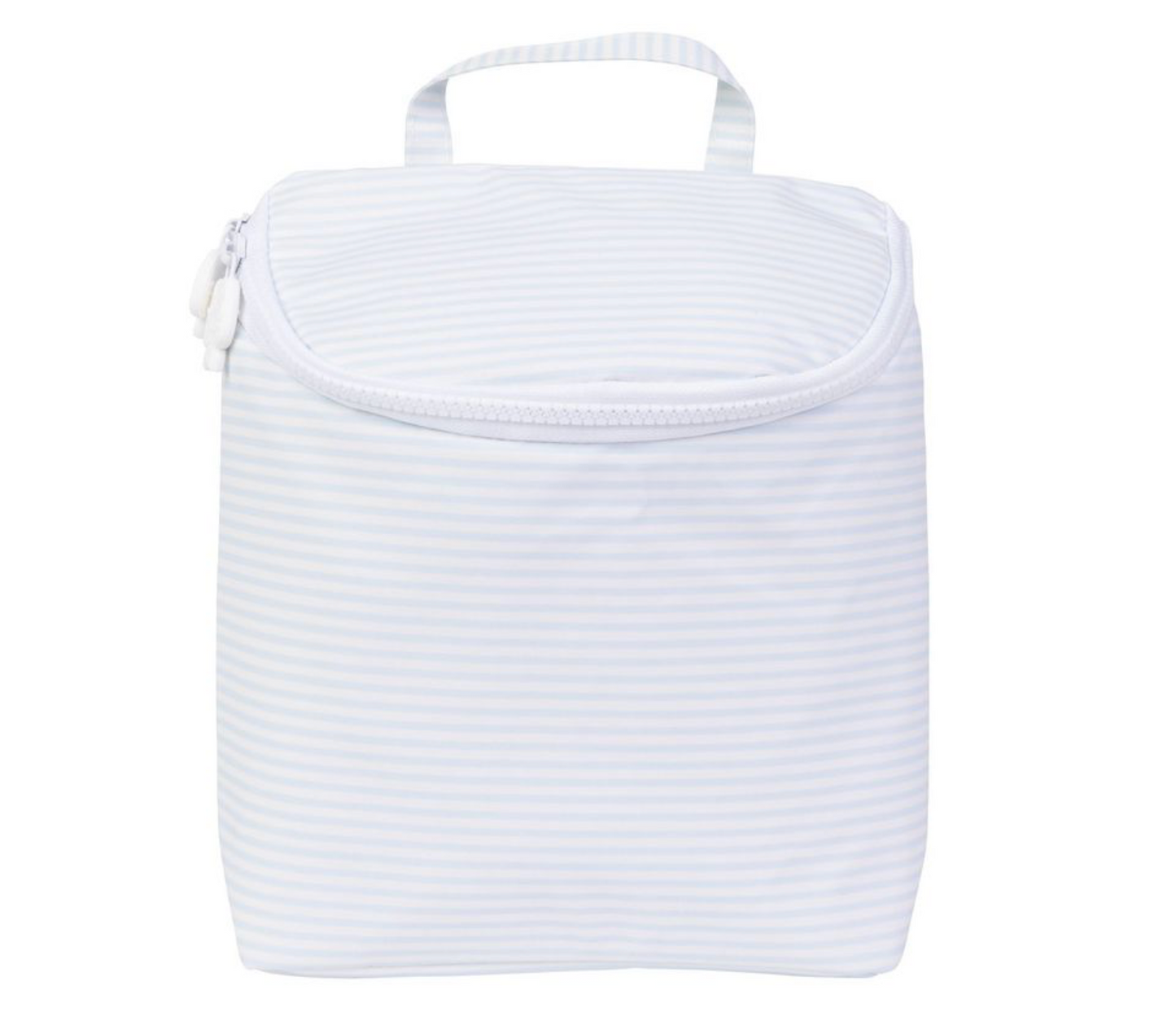 blue and white stripe bottle bag on white background