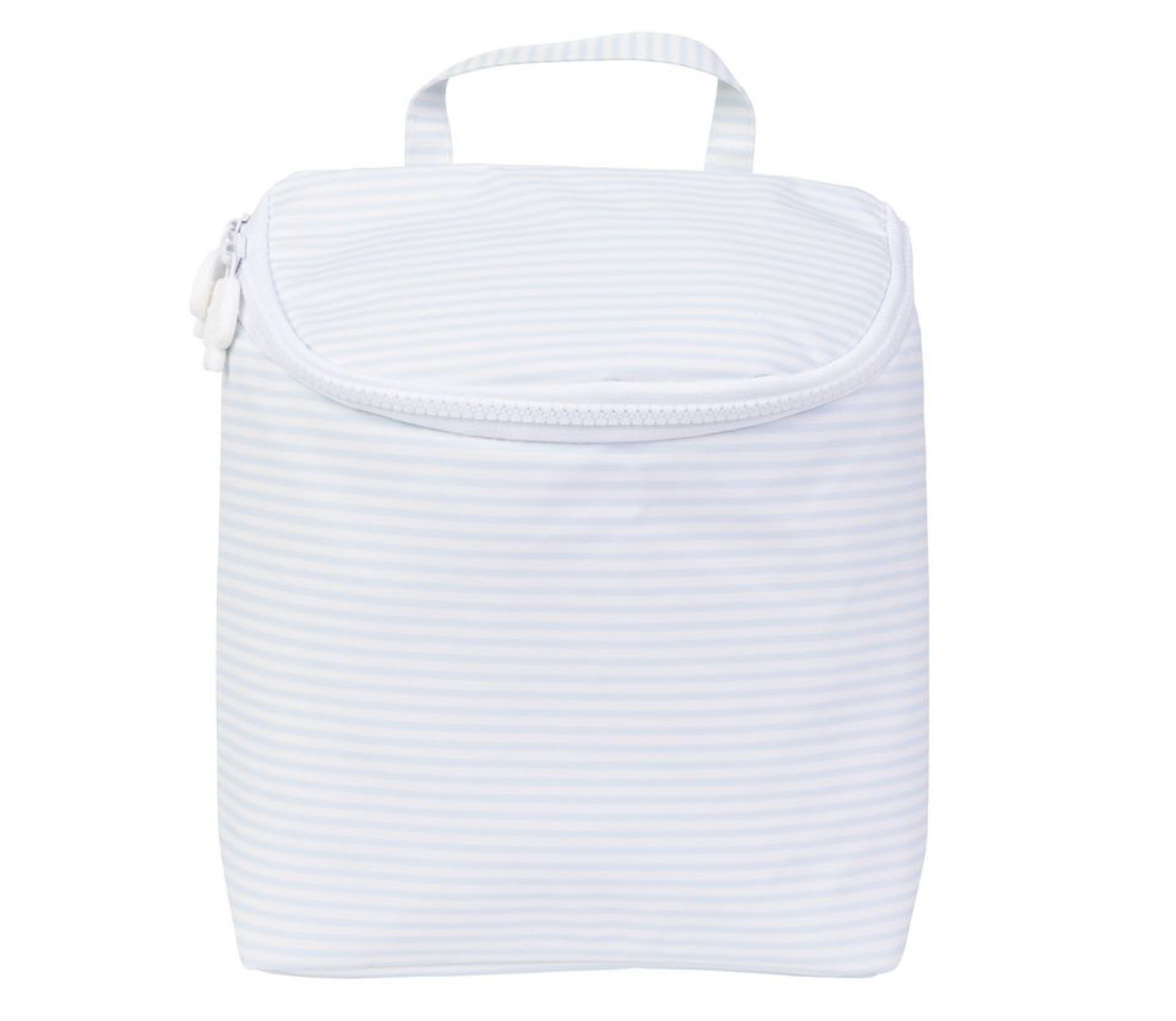 blue and white stripe bottle bag on white background