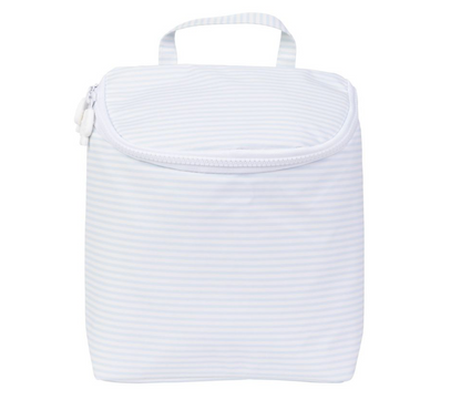 blue and white stripe bottle bag on white background