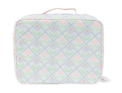Rectangular pouch with colorful pattern on a white background