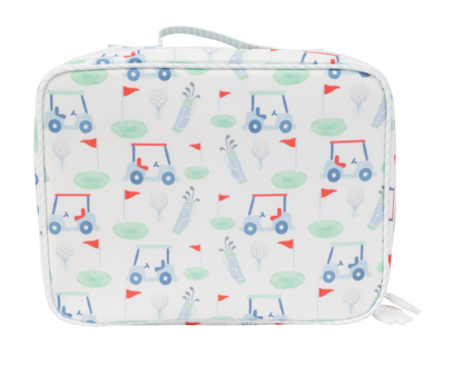 Rectangular pouch with golf pattern on a white background